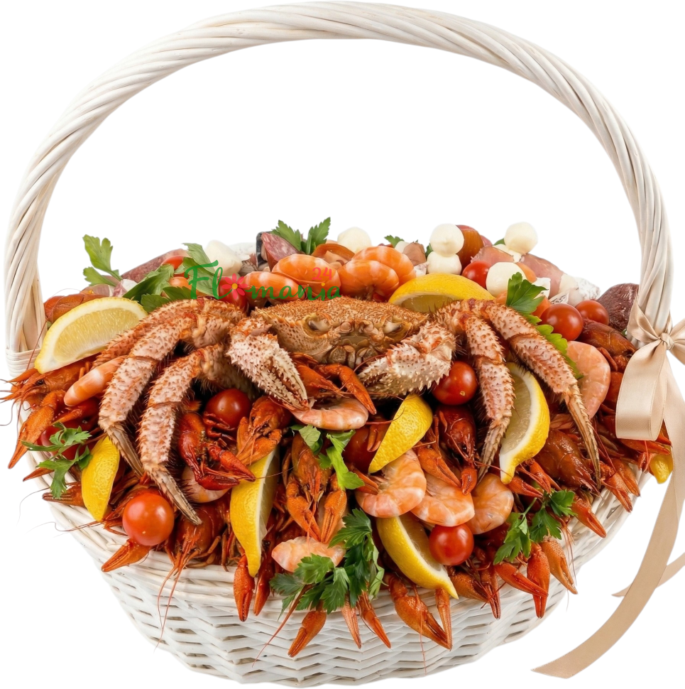 Корзина с морепродуктами и крабом «Шёпот Океана»